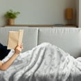 thumbnail image 3 of Grey and White Soft Flannel Fleece Throw Blanket, Classical Pattern with Abstract Flowers and Skinny Curly Stems, Cozy Plush for Indoor and Outdoor Use, 50" x 60", Pale Grey White, by Ambesonne, 3 of 5