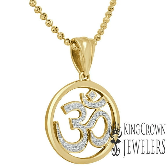 Genuine Diamonds OM Symbol Hindu Spiritual Yoga Mini Pendant Gold Tone Charm Set