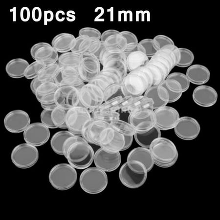 

Yannee 100 Pcs 21mm Coin Holder Capsules Bo Pcs Storage Clear Round Display Cases