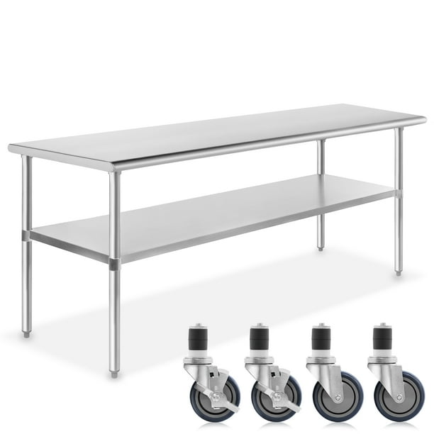 Gridmann Nsf Stainless Steel Commercial Kitchen Prep Work Table With 4 Casters Wheels 60 In X 30 Com Gridmann Nsf Stainless Steel Commercial, Stainless Steel Kitchen Prep Table On Wheels