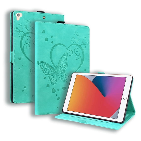 Case for iPad 6th / 5th Gen (2018 2017), iPad Air 2 / Air 1, iPad Pro 9.7 inch, PU Leather Folio Stand Magnetic Cases, Card Slot, Auto Wake/Sleep, Pen Holder, Filp Cover, Green