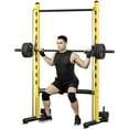 thumbnail image 3 of Soozier Adjustable Squat Rack with Pull Up Bar and Barbell Bar, Multi-Function Bench Press Weight Lifting Equipment, Yellow, 3 of 10