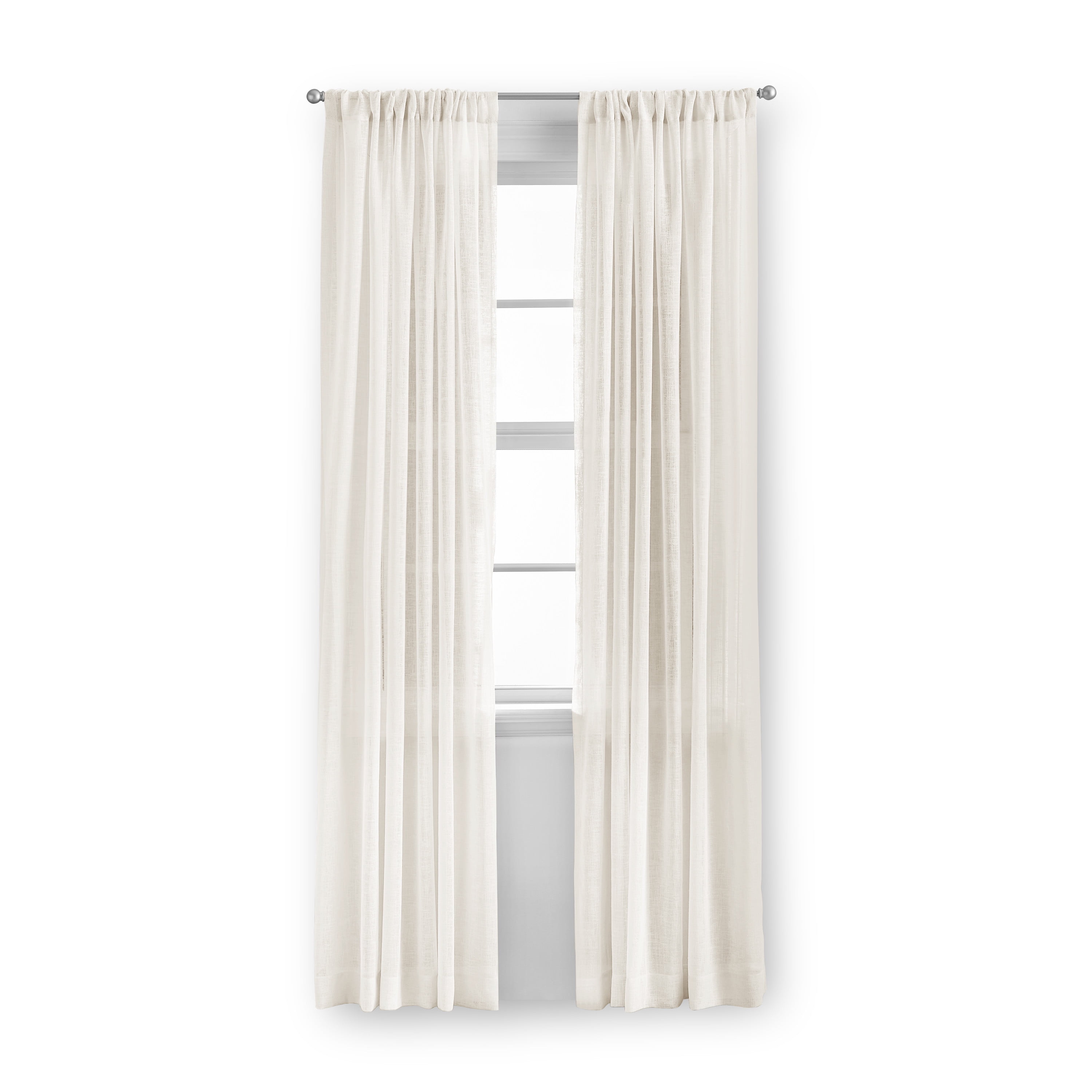 Mainstays Bel Air Sheer Wide Single Curtain Panel, Beige, 50" W x 84" L