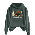thumbnail image 4 of Halloween Sweatshirt for Women Just A Goose Womens Mens Halloween Printed Pullover Hoodie Long Sleeve Solid Color Sweatshirt With Front Pocket For Autumn Winter Casual Wear Gray S, 4 of 4