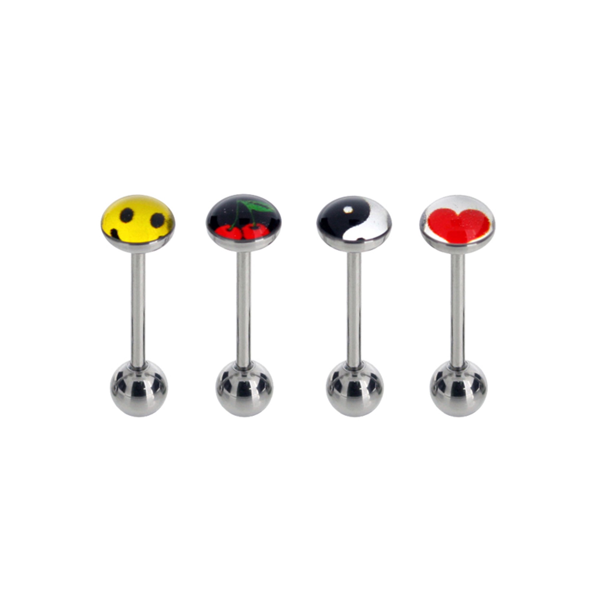 BODY JEWELRY 4pc Surgical Stainless Steel 14 Gauge Barbells Set