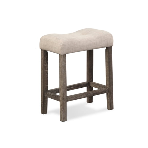 Dtwnek 24" Height Backless Bar Stool with Wood Frame, Upholstered Barstool for Living Room, Dining Room, Bar, 2 Pack, Beige