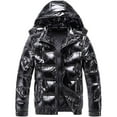 thumbnail image 4 of Ohufall Winter Jackets For Men Shiny Hooded Reflective Down Jacket Cotton Jacket on Clearance, 4 of 6