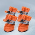 thumbnail image 1 of Zhuge Botas protectoras para patas de perro, zapatos de invierno antideslizantes con correas reflectantes para perros pequeños y medianos, tamaño 3,4 piezas, color naranja, 1 of 4