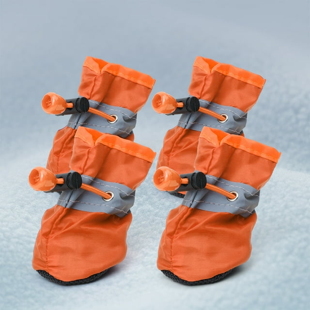 Zhuge Botas protectoras para patas de perro, zapatos de invierno antideslizantes con correas reflectantes para perros pequeños y medianos, tamaño 3,4 piezas, color naranja