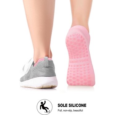 Guiqulai 6 Pairs Women's Pilates Non-Slip Socks – Cotton Crew Socks With Silicone Grip For Yoga, Dance, Hospital – White/Black/Pink/Purple/Grey/Light Gray (Size 5-8)