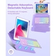 thumbnail image 5 of 7 Rainbow Backlight Rechargeable Detachable Keyboard Kit with Silent Wireless Mouse, 360 Swivel Adjustable Stand Case with Pencil Storage for iPad 7/8/9 10.2 inch, iPad Air 3 / Pro 10.5，Purple, 5 of 18