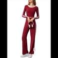 thumbnail image 2 of Tops Deportivos de Larga para Mujer, Camiseta Deportiva Ajustada Y2K para Gimnasio, Conjuntos de Otoño 2025 con Bloques de Color A Encore Rojo S, 2 of 8