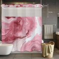 thumbnail image 5 of No Hook Pink Marble Shower Curtain with Snap in Liner Set, Summer Ocean Wave Red Ombre Waterproof Fabric Bathroom Curtains with See Through Top Window, Hotel Style Long 72 x 78 Inch, 5 of 9