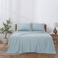 thumbnail image 3 of Modern Threads 4-Piece Solid Blue Mist Solid Microfiber Bed Sheet Set, California King, 3 of 12
