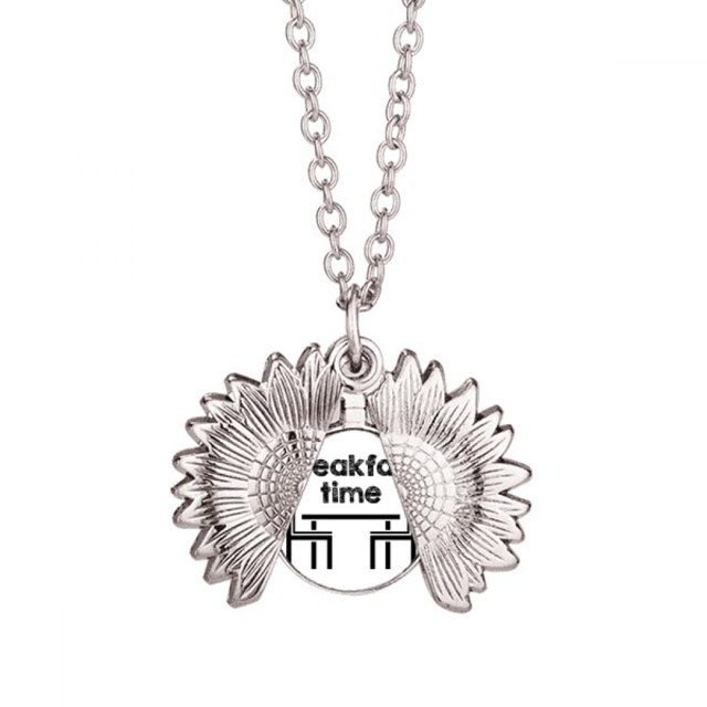English Language Culture Common Sense Restaurant Sunflower Necklace Pendant Locket Jewelry