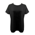 thumbnail image 3 of Hiiyo T-Shirt pour Femme Grande Taille Uni à Manches Courtes Col Ras du Cou T-Shirt d'Été Décontracté, Noir XXXXXL, 3 of 3