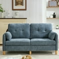 thumbnail image 2 of 65" Chenille Loveseat Sofa, Modern 2-Seater with Armrest Pillows & Side Storage Pockets, Tufted Upholstered Loveseat for Living Room or Bedroom, Blue, 2 of 11