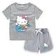 thumbnail image 3 of Hello Kitty-Camiseta informal con cuello redondo y pantalones cortos para niños y niñas, conjunto de camisa de fondo absorbente de algodón puro, informal, 3 of 5