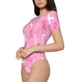 thumbnail image 2 of Haiem Breast Cancer Awareness (3) Women's Crew Neck Short Sleeve Bodysuit Tops Stretchy Slim Basic-Large, 2 of 9