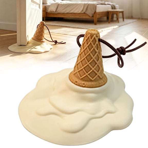 olkpmnmk Door Stopper, Silicone Door Stopper with Bottom Suction Cup, Heavy Duty Door Stopper, Cartoon Ice Cream Shape Doorstops for Hotel Carpet Hardwood Concrete and Tile, Brown