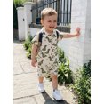 thumbnail image 6 of BemeyourBBs Toddler Baby Boy Summer Cotton Linen Clothes Cute Infant Boy Dinosaur Duck Outfit Print Button Down Turn Down Neck Short Sleeve Shirt and Shorts 2 Pcs Set, 6 of 9