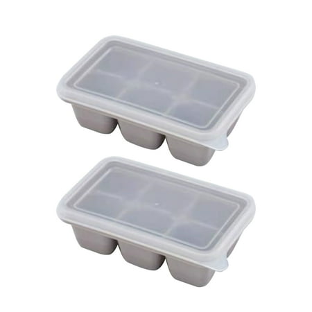 

2pcs Home Party Summer Mold Ice Cube Tray For Freezer PP With Lid Stackable