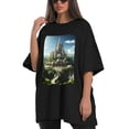thumbnail image 4 of Plus Size Shirt for Women Black Tops for Women Short Sleeves Shirt for Women Castle T Shirt Crewneck Shirt for Women 5XL, 4 of 5