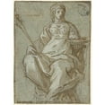thumbnail image 3 of Lazzaro Tavarone 12x14 Black Modern Framed Museum Art Print Titled - Allegorical Female Figure Holding a Branch and a Dish (1556-1641), 3 of 5