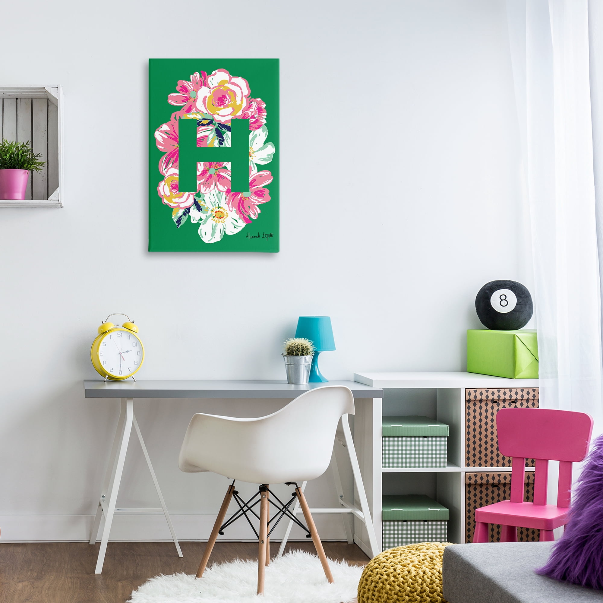 Stupell Industries Floral Bloom Letter H Botanical & Floral Painting Gallery Wrapped Canvas Art Print Wall Art, 20 x 30
