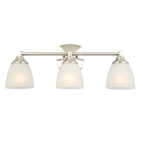 Design House 578336 Perth Traditional 3-Light Indoor Bathroom Vanity Light Dimmable Frosted Glass for Over the Mirror, Satin Nickel