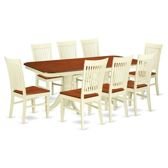 East West Furniture Dining Room Set Buttermilk & Cherry, NAWE9-BMK-W