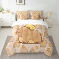 thumbnail image 2 of Homewish Kawaii Brown Capybara 7-Piece Twin Bedding Sets,Cute Yellow Duck Bedding Comforter Set,Cartoon Animal Sheet Sets For Girl Boys,Luxury Bedroom Decor Reversible, 2 of 8