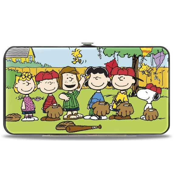 Peanuts Wallet, Hinged, Peanuts Gang Backyard Baseball Group Pose, Vegan Leather