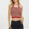 thumbnail image 5 of Womens Tank Tops Casual Sevevn Womens Striped Halter Tops Cute Summer Slim Fit Sleeveless Open Back Camisole Crop Tops for Teens Y2k Trendy Tank Top, 5 of 9