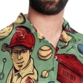 thumbnail image 5 of Baseball Men's Poplin Shirt, Casual Short Sleeve Printed Button Down Summer Beach Unisex Shirts, 5 of 6