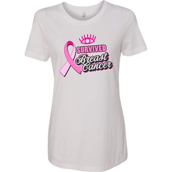 Inktastic I Survived Breast Cancer with Pink Ribbon Women's T-Shirt