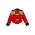 thumbnail image 4 of YiZYiF Kids Girls Circus Ringmaster Jacket Velvet Tassels Drummer Uniform Team Marching Band Costume Red 8, 4 of 7