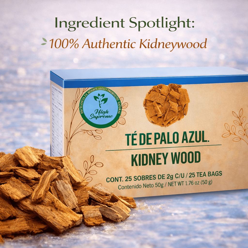 Palo Azul Herbal Tea – 25 Tea Bags –Kidneywood (Blue Stick) Infusion – 100% Natural, Vegan, Non-GMO, Hecho en México-Caffeine-Free – by High Supreme