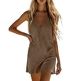 thumbnail image 6 of Enjoytime Linen Dress Women V-Neck Spaghetti Strap Sleeveless Mini Dresses Casual Beach Vacation Summer Dress, 6 of 7