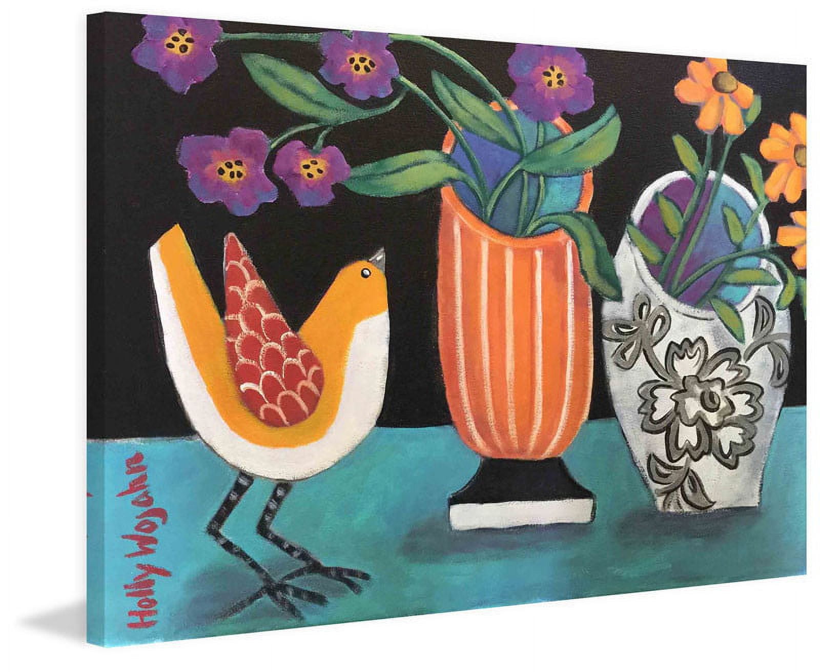 Marmont Hill 'Two More Cheery Vases And A Chirp More' by Holly Wojahn Painting Print on Wrapped Canvas
