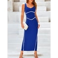 thumbnail image 4 of Caoirhny Women Long Bodycon Dress Patchwork Sleeveless Cami Dress Summer Backless Slit Party Dress, 4 of 7