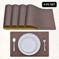 thumbnail image 5 of Placemats Set of 8 for Dining Table, Table Placemats, Rectangular PVC Vinyl, 18x12 Inches - Brown, 5 of 8