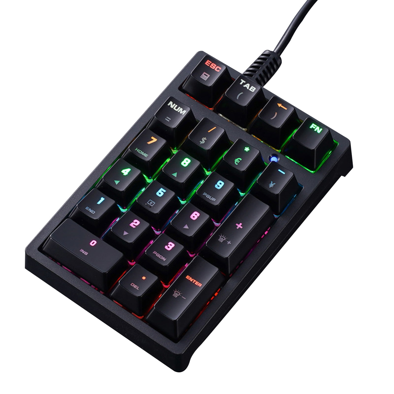 Naierhg Laptop Keypad with Mechanical Green Switches Mechanical Green Switch Laptop Keypad Usb Wired External Number Keyboard 21-key Mechanical for Laptop Black