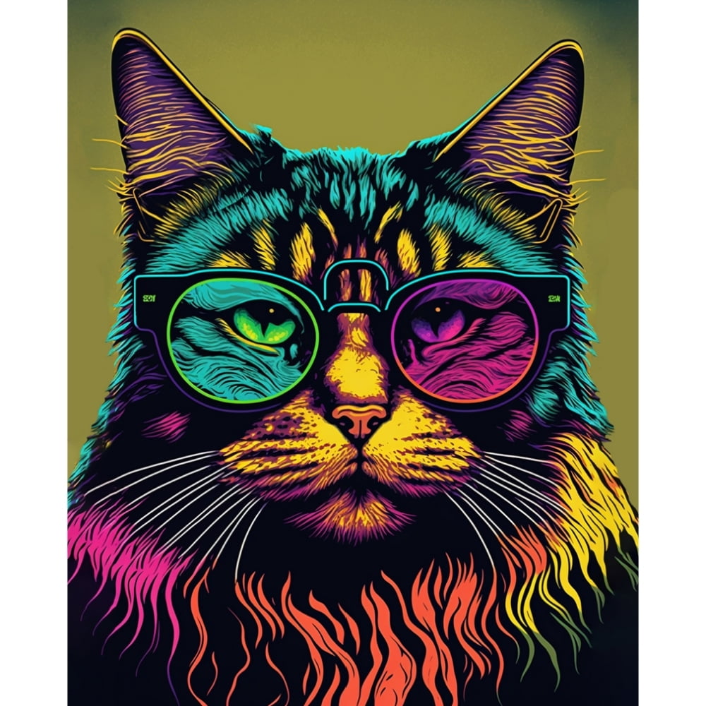 T*o様 DIY Diamond Art Kit ステンドグラス猫箱傷あり中身は TISHIRON Diamond Art Painting Kits,12x16 inch 5D DIY Cat with