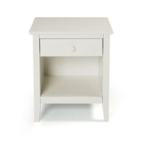 Alaterre Furniture Simplicity Nightstand, Bedside Table with Drawer, Perfect for Kids Bedroom, White