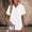 White, variant on Women's Flax Plaid Flared Hem Short Sleeve Button-Up Shirt for Summer