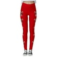 thumbnail image 4 of Fiaer Christmas Womens Leggings Plus Size Candy Sticks Yoga Pants High Waisted Trendy Stretch Comfort Tight Trousers Red XXL, 4 of 5