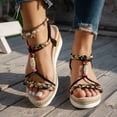 thumbnail image 2 of Rokment Womens Boho Platform Wedge Dressy Sandals 2026 Beach Summer Ethnic Chunky Linen Sole Breathable Dress High Heels Slingback Dress Sandals for Woman Vacation Bride Wedding B Size 37, 2 of 6