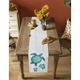 thumbnail image 5 of Table Runner Dresser Scarves 36 Inch Long, Ocean Coastal Beach Teal Sea Turtle Linen Dining Table Runners Farm Rustic Wooden Plank Tabletop Scarf for Wedding Holiday Party Kitchen, 5 of 7