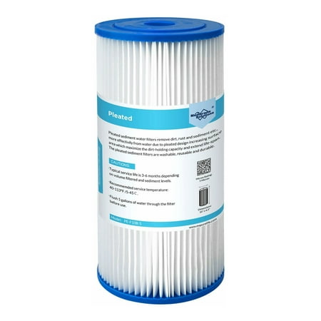 

Membrane Solutions 20 Micron Pleated Water Filter Home 10 x4.5 Whole House Heavy Duty Sediment Replacement Cartridge Compatible with ECP10-1 ECP20-BB R50-BBSA FXHSC CB1-SED10-BB (1 Pack)